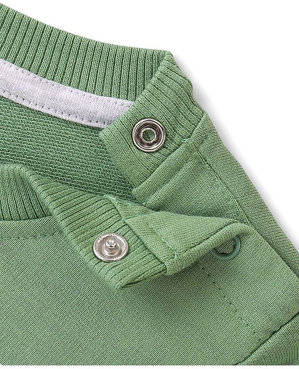 Babyhug 100% Cotton Knit Full Sleeves Sweatshirt With Teddy & Fox Graphics - Green