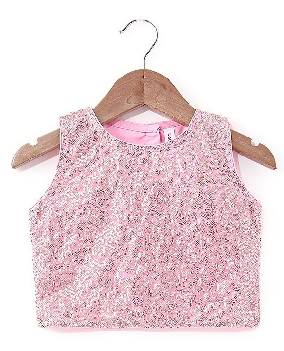 Babyhug Half Sleeveless Sequenced Choli & Lehenga with Dupatta Set - Pink