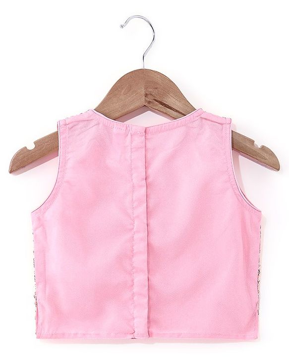 Babyhug Half Sleeveless Sequenced Choli & Lehenga with Dupatta Set - Pink