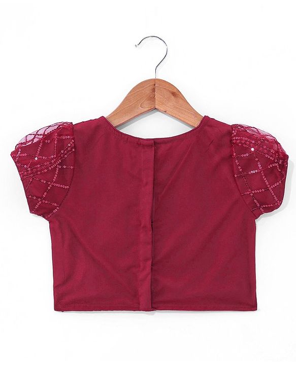 Babyhug Half Sleeves Sequenced Choli & Lehenga  with Dupatta Set - Maroon