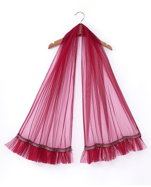 Babyhug Half Sleeves Sequenced Choli & Lehenga  with Dupatta Set - Maroon