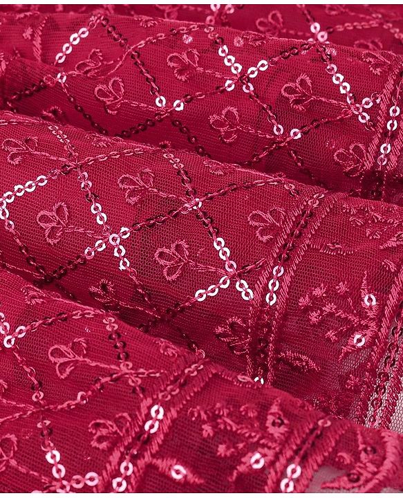 Babyhug Half Sleeves Sequenced Choli & Lehenga  with Dupatta Set - Maroon