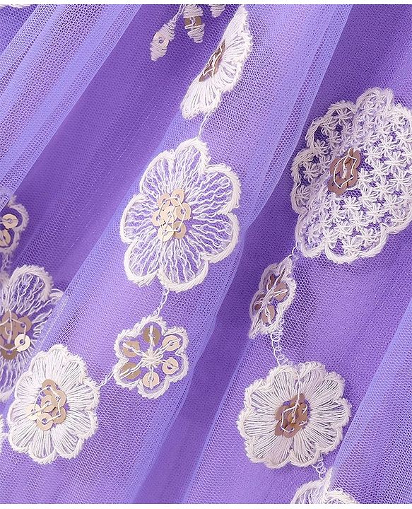 Babyhug Woven Half Sleeves Floral Sequenced Choli With Embroidered Lehenga And Dupatta Set - Purple