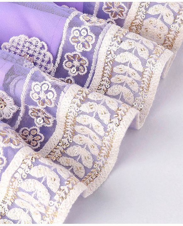Babyhug Woven Half Sleeves Floral Sequenced Choli With Embroidered Lehenga And Dupatta Set - Purple
