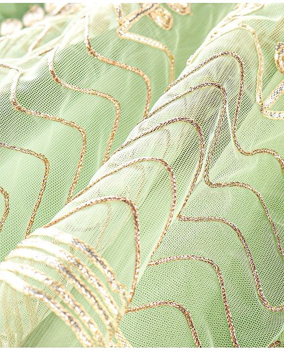 Babyhug Sleeveless Zari Embroidered Choli Lehenga & Dupatta Set - Green