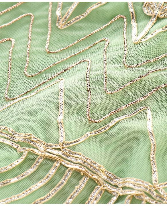 Babyhug Sleeveless Zari Embroidered Choli Lehenga & Dupatta Set - Green