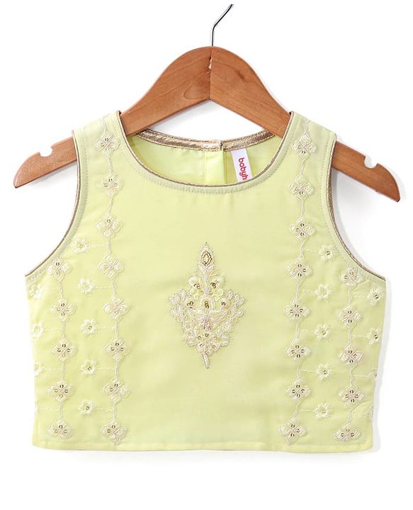 Babyhug Sleeveless Choli with Thread Embroidered Lehenga  and Dupatta Set - Yellow