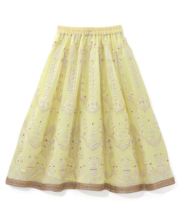 Babyhug Sleeveless Choli with Thread Embroidered Lehenga  and Dupatta Set - Yellow