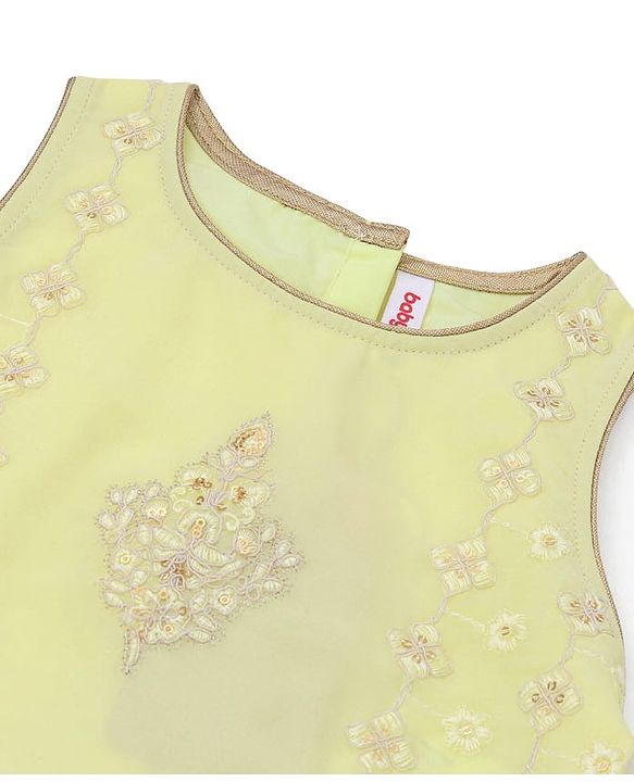 Babyhug Sleeveless Choli with Thread Embroidered Lehenga  and Dupatta Set - Yellow