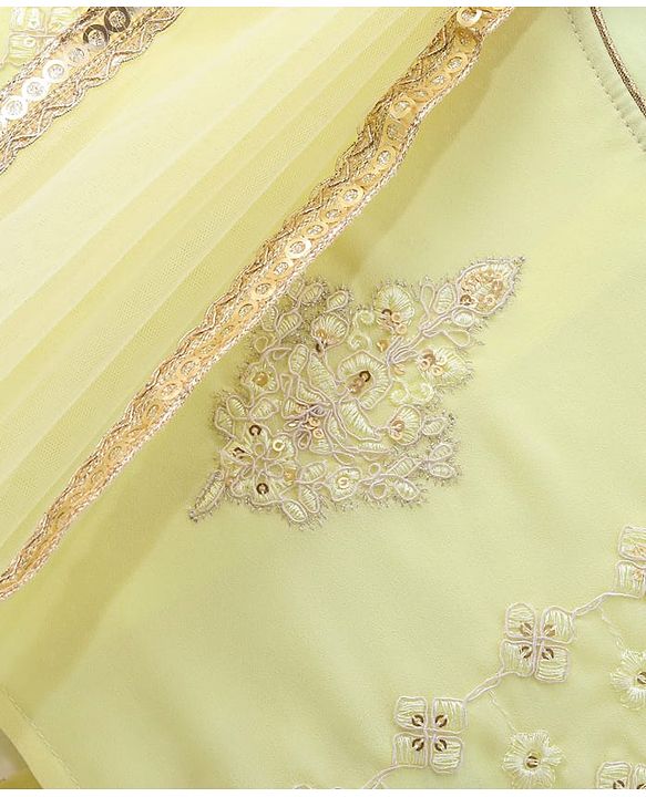 Babyhug Sleeveless Choli with Thread Embroidered Lehenga  and Dupatta Set - Yellow