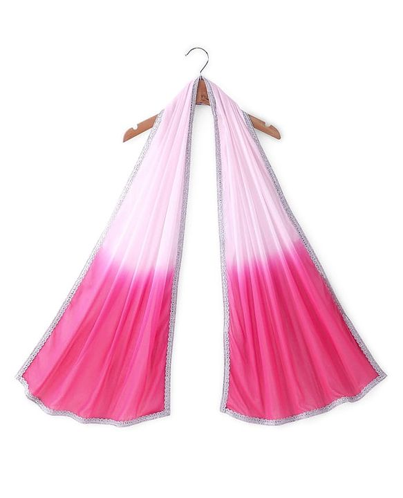Babyhug Half Sleeves Mirror Embroidered Choli with Tie & Dye Lehenga Set With Dupatta - White & Pink