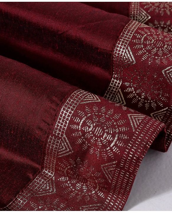 Babyhug  Sleeveless Foil Printed Long Kurta with Lehenga and Dupatta - Maroon
