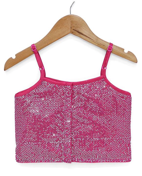 Babyhug Sleeveless Sequenced Choli with Net Lehenga and Embroidered Jacket Set - Hot Pink