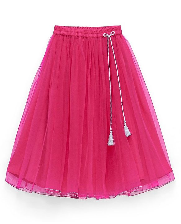 Babyhug Sleeveless Sequenced Choli with Net Lehenga and Embroidered Jacket Set - Hot Pink