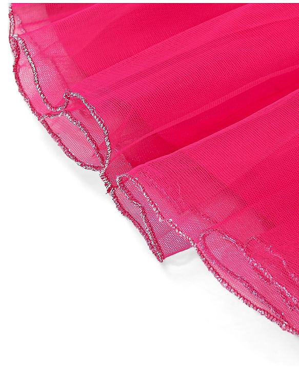 Babyhug Sleeveless Sequenced Choli with Net Lehenga and Embroidered Jacket Set - Hot Pink