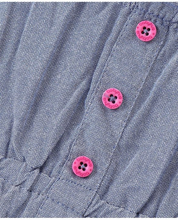 Babyhug Cotton Knit Cold Shoulder Sleeves Frock with Floral Print - Navy Blue