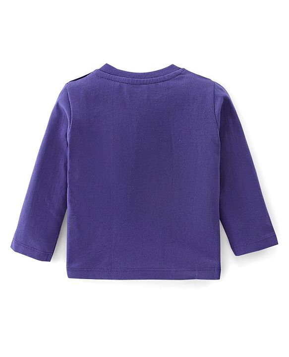 Babyhug 100% Cotton Knit Full Sleeves T-Shirt with Text Graphics - Violet