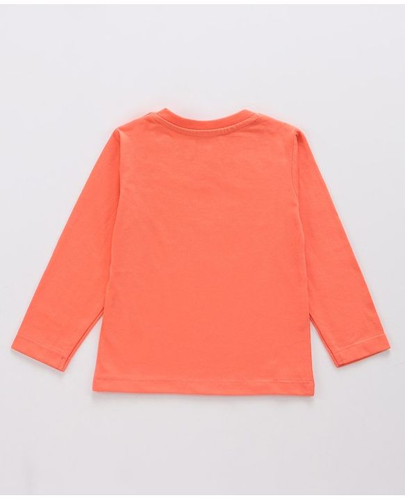 Babyhug 100% Cotton Knit Full Sleeves T-Shirt with Panda Graphics Print - Light Red