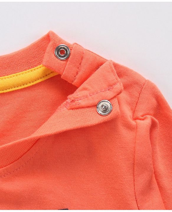 Babyhug 100% Cotton Knit Full Sleeves T-Shirt with Panda Graphics Print - Light Red