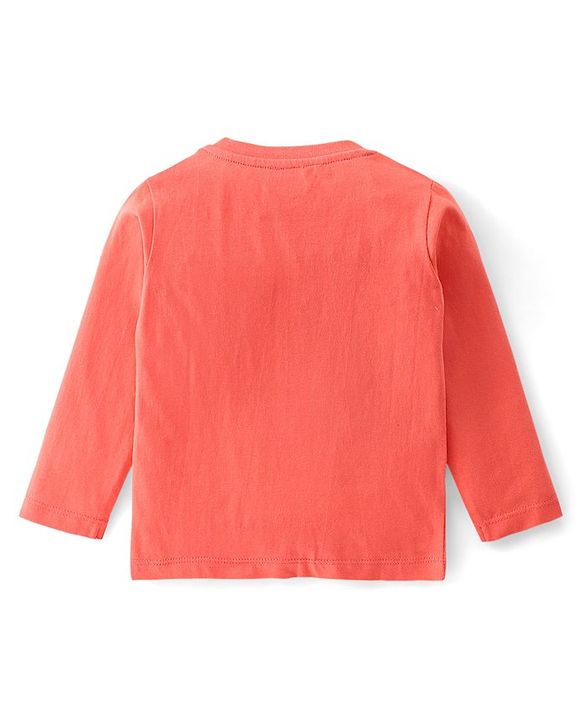 Babyhug 100% Cotton Knit Full Sleeves T-Shirt with Panda Graphics - Light Red