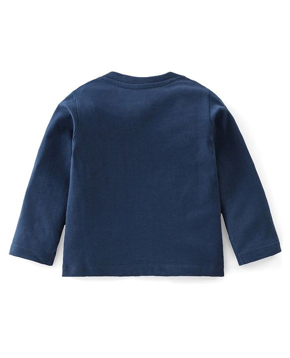 Babyhug Cotton Knit Full Sleeves T-Shirt Text Graphic Print - Navy Blue
