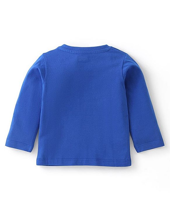 Babyhug 100% Cotton Knit Full Sleeves T-Shirt with Text Graphics - Blue