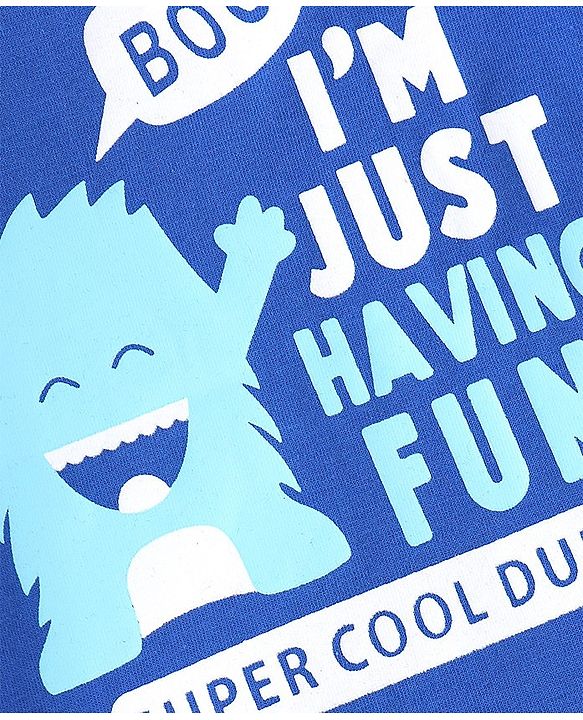 Babyhug 100% Cotton Knit Full Sleeves T-Shirt with Text Graphics - Blue