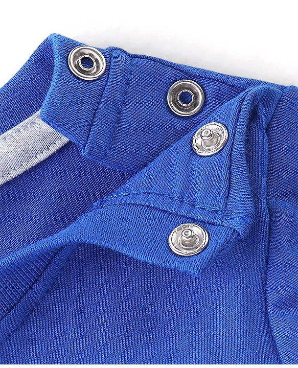 Babyhug 100% Cotton Knit Full Sleeves T-Shirt with Text Graphics - Blue