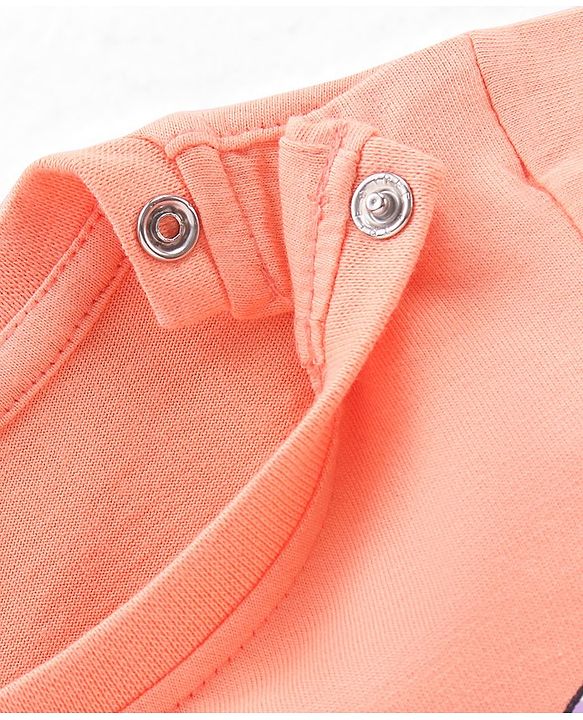 Babyhug 100% Cotton Knit Full Sleeves T-Shirt with Text Graphics - Light Orange