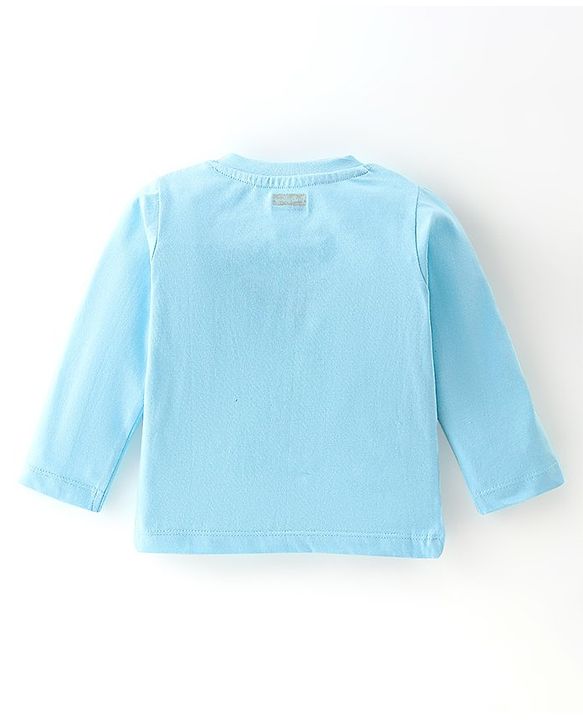 Babyhug Cotton Knit Full Sleeves T-Shirt with Bear Graphics Print - Blue