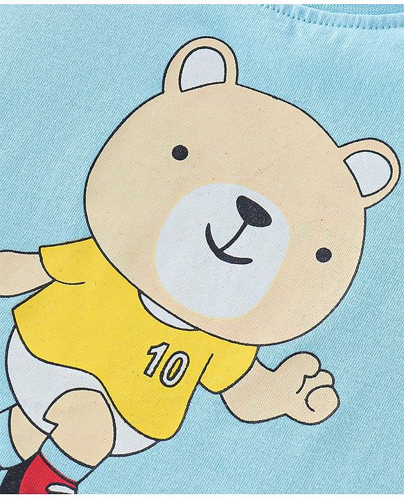Babyhug Cotton Knit Full Sleeves T-Shirt with Bear Graphics Print - Blue