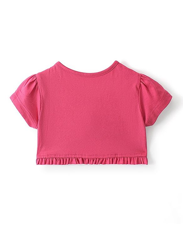 Babyhug Half Sleeves Shrug with Frock Butterfly Printed - Blue & Pink
