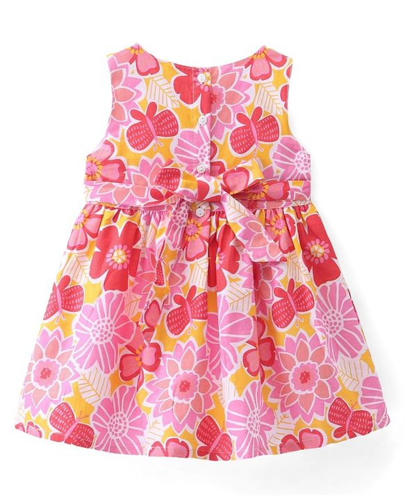 Babyhug Poplin Half Sleeves Shrug with Frock - White & Pink