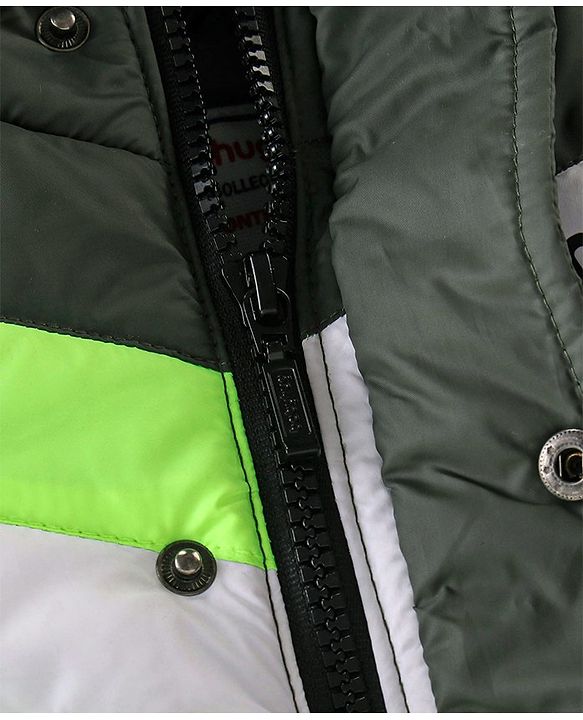 Babyhug Woven Full Sleeves Hooded Jacket Striped - Green