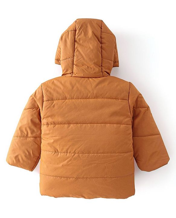 Babyhug Full Sleeves Reversible Solid Colour Hooded Jacket - Mustard & Wine