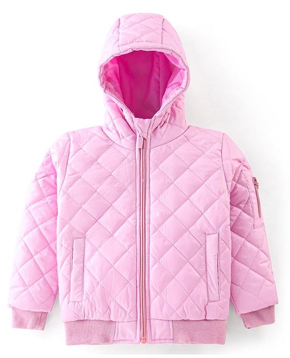 Babyhug Full Sleeves Hooded Quilted Jacket - Pink