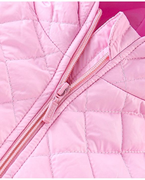 Babyhug Full Sleeves Hooded Quilted Jacket - Pink