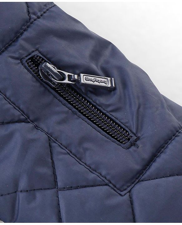 Babyhug Full Sleeves Hooded Quilted Jacket - Navy Blue