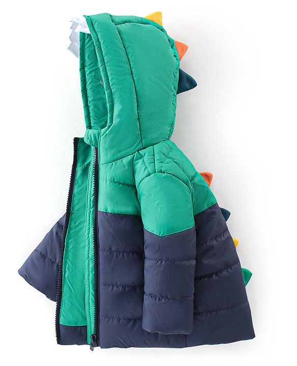 Babyhug Full Sleeves Hooded Quilted Jacket - Blue