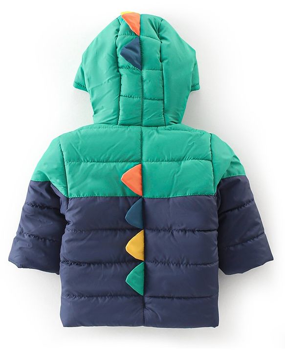 Babyhug Full Sleeves Hooded Quilted Jacket - Blue