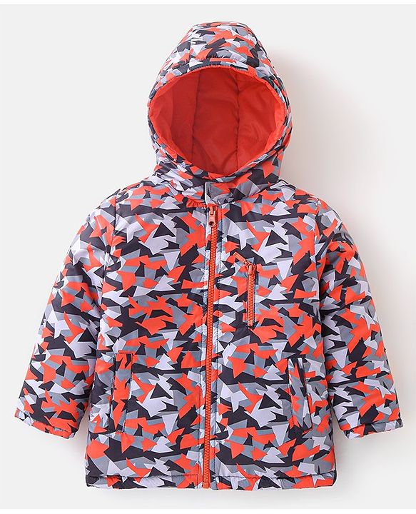 Babyhug Woven Full Sleeves Reversible Hooded Jacket With Solid Colour - Red Blue & White