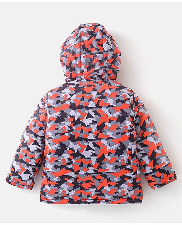 Babyhug Woven Full Sleeves Reversible Hooded Jacket With Solid Colour - Red Blue & White