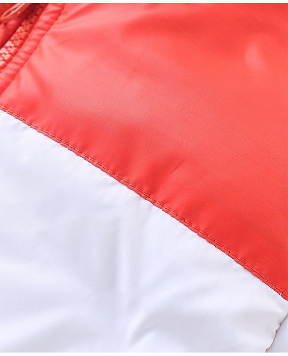 Babyhug Woven Full Sleeves Reversible Hooded Jacket With Solid Colour - Red Blue & White