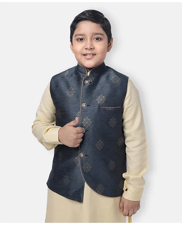 Off-White Shirt Kurta with a Yellow Asymmetric Nehru Jacket and Fitted  Pajamas 1 – Shaadilogy