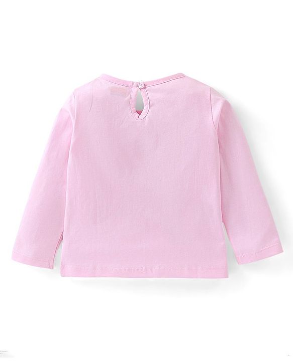 Babyhug 100% Cotton Full Sleeves Tee Elephant Print - Pink