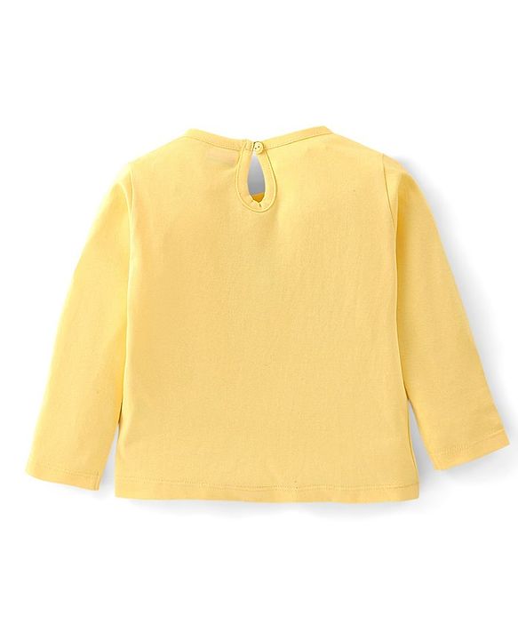 Babyhug 100% Cotton Full Sleeves Tee Flowers Print - Yellow