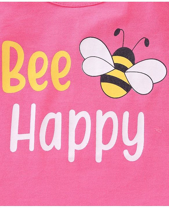 Babyhug 100% Cotton Full Sleeves Bee Graphics Printed T-Shirt - Pink