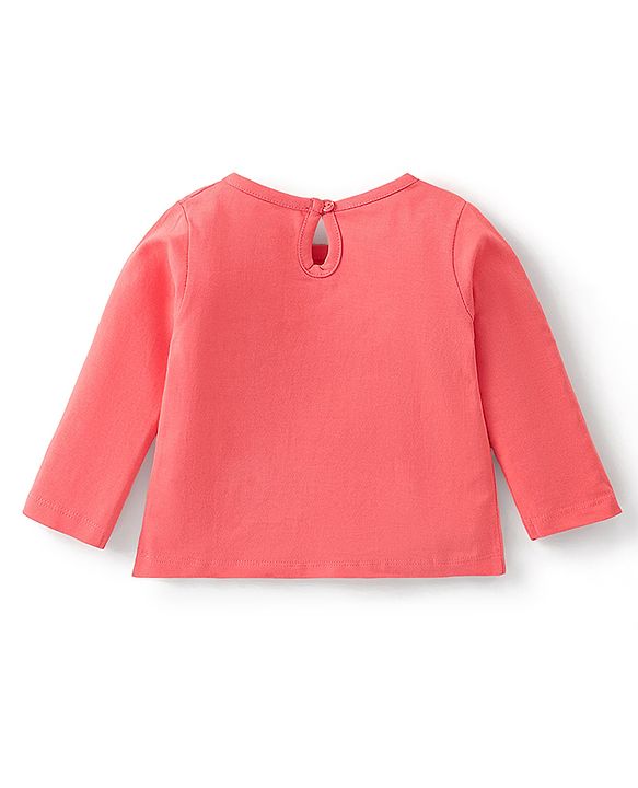 Babyhug Cotton Knit Full Sleeves Text Printed  T-Shirt - Light Pink