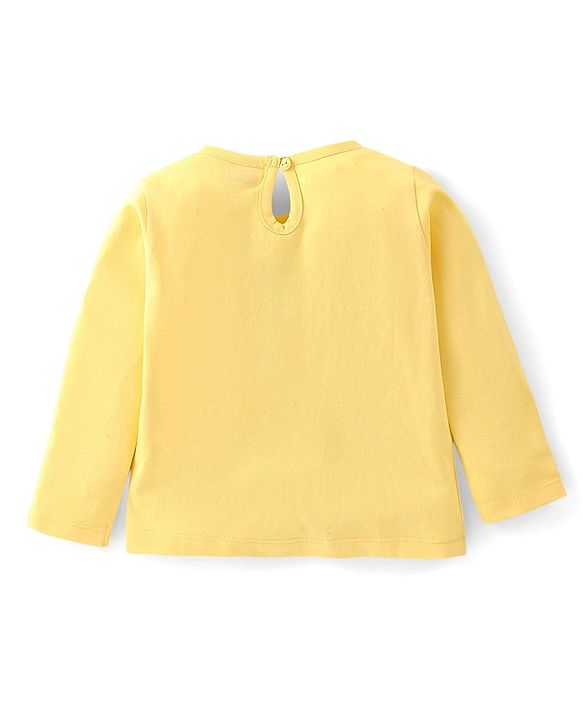 Babyhug 100% Cotton Full Sleeves Tee Text Print - Yellow