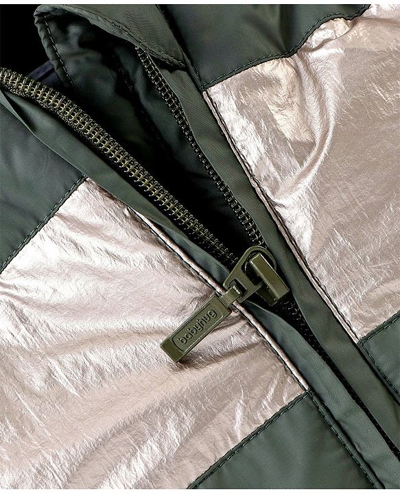 Babyhug Woven Full Sleeves Hooded Jacket with Front Zipper - Olive Green